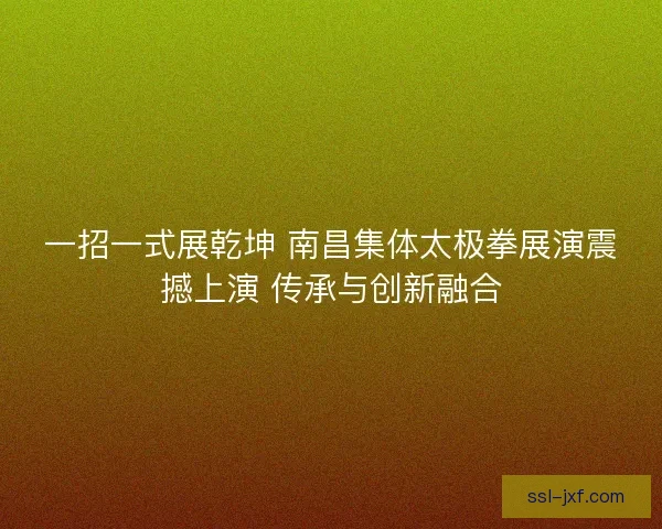 一招一式展乾坤 南昌集体太极拳展演震撼上演 传承与创新融合